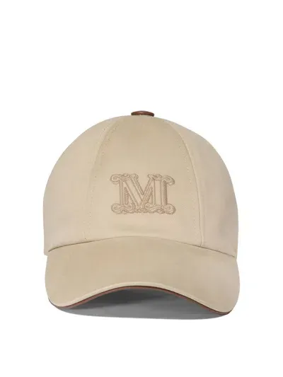 Max Mara Logo Embroidered Baseball Cap In Beige