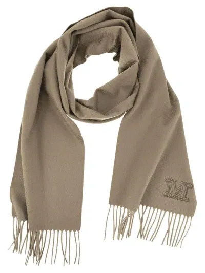 Max Mara Logo Embroidered Fringed Scarf