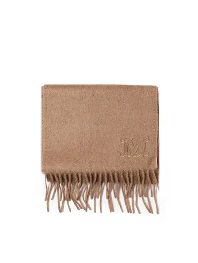 Max Mara Logo Embroidered Fringed Scarf