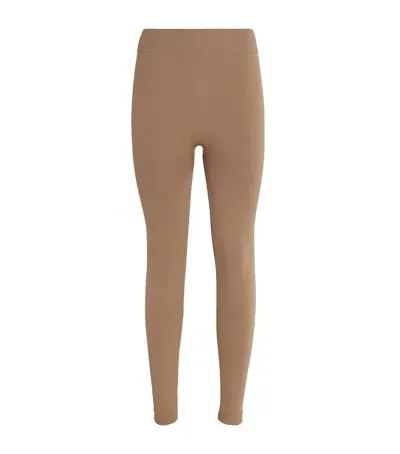 Max Mara Technical Logo Leggings In Beige