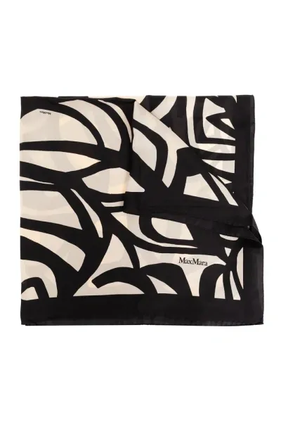 Max Mara Logo Printed Shawl In Neutrals/black