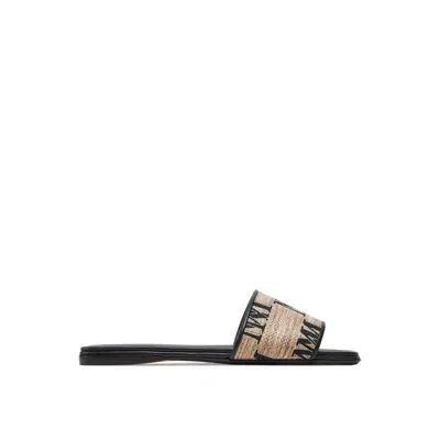 Max Mara Logoslide Flat Sandals In Black