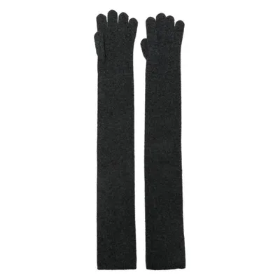 Max Mara Long Knit Gloves In Grey