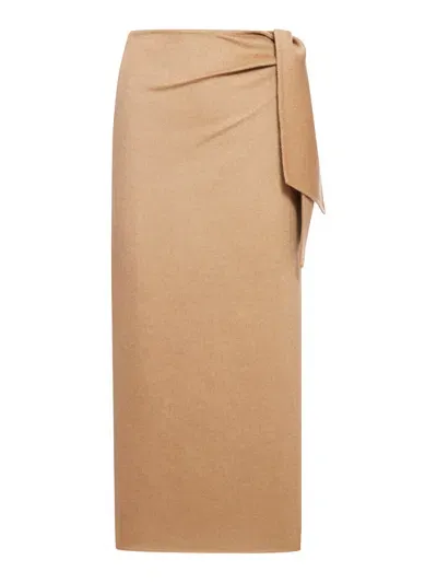 Max Mara Knot Detailed Skirt In Nude & Neutrals