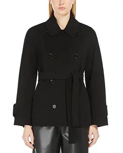 Max Mara Louis Wool Short Trench Coat In Black