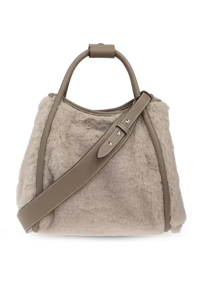 Max Mara Marine Logo Plaque Top Handle Bag In Beige