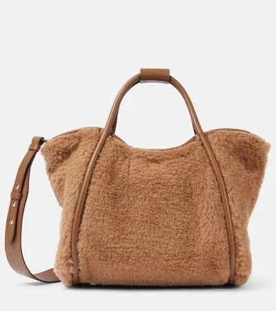 Max Mara Small Tmarin Teddy Top Handle Bag In Cammello