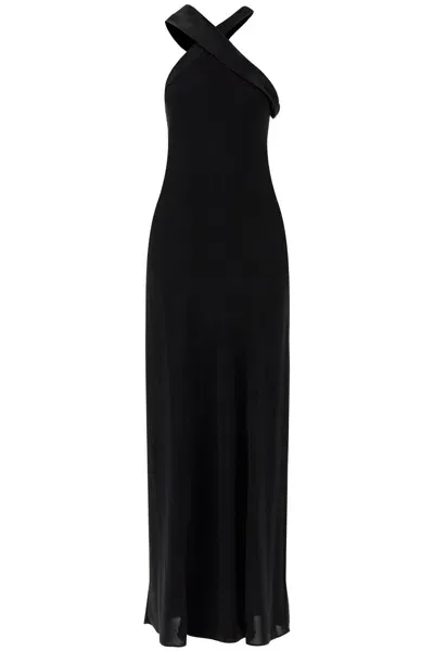 Max Mara Maxi Dress With Satin Neckline 'anta In Black