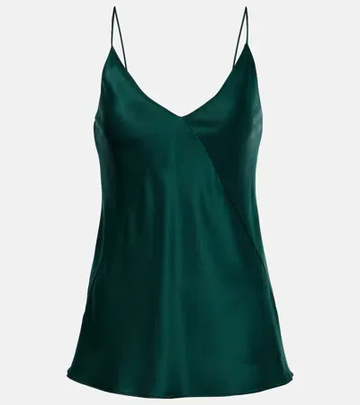 Max Mara Metello Silk Satin Tank Top In Green