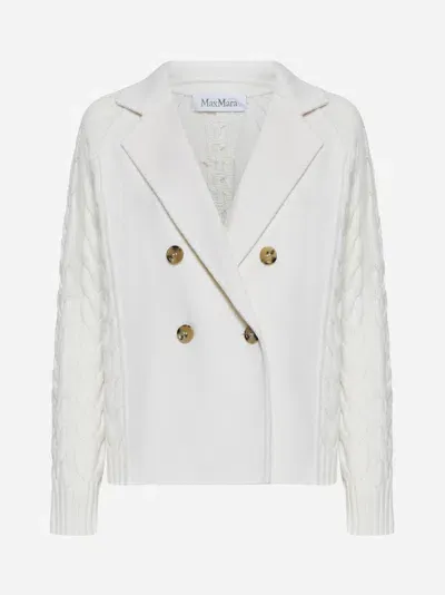 Max Mara Micio Wool And Cashmere Cardigan In Vanilla