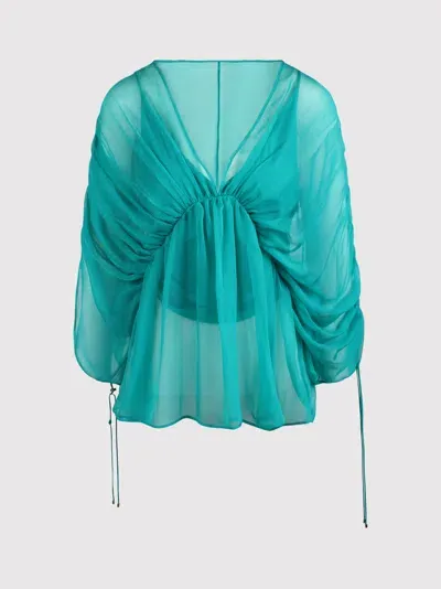 Max Mara Midas Silk Blouse In Green