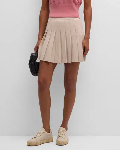 Max Mara Mino Pleated Knit Mini Skirt In Beige