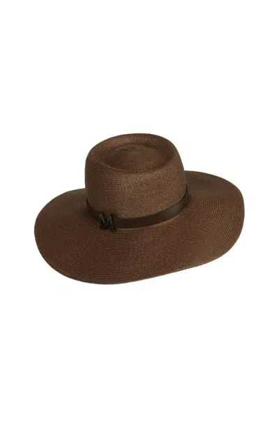 Max Mara Musette Logo Plaque Sun Hat In Brown