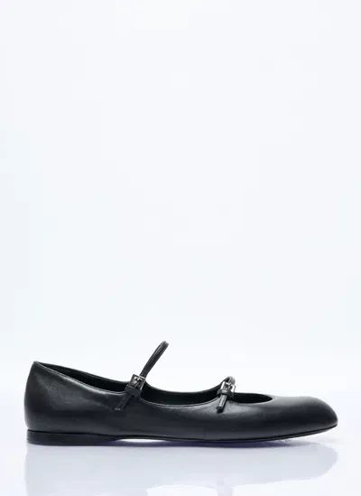 Max Mara Nappa Leather Ballet Flats In Black