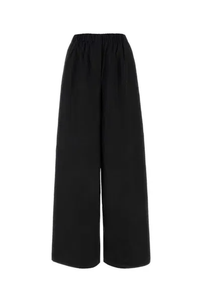 Max Mara Navigli - Poplin Wide Leg Trousers In Black