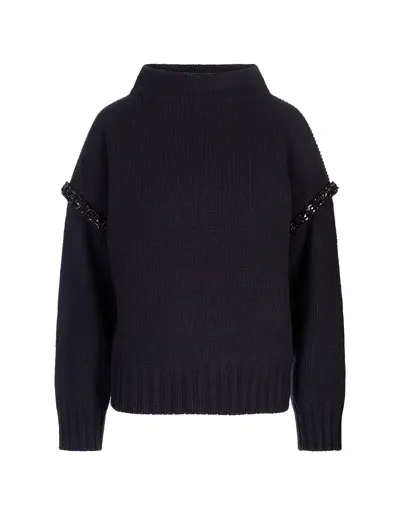 Max Mara Navy Blue Gene Sweater In Black