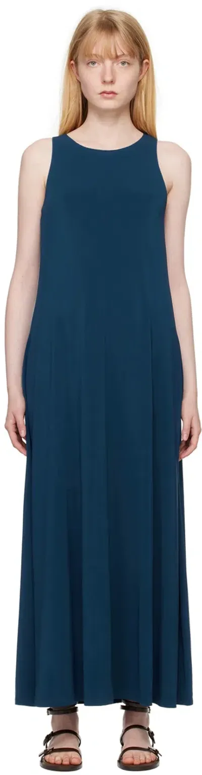 Max Mara Navy Draped Maxi Dress In 2 China Blue