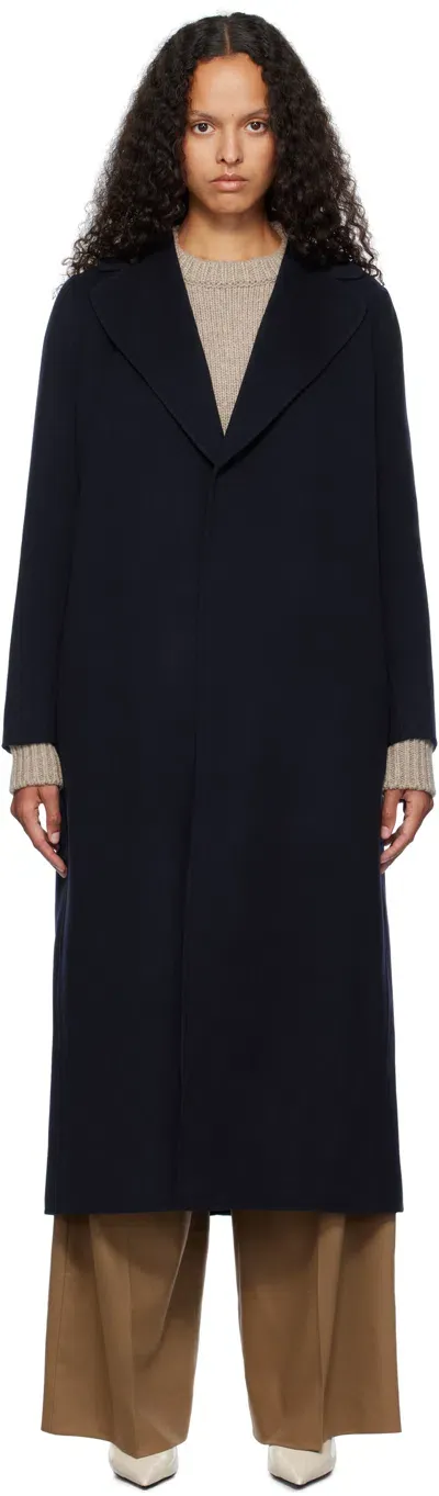 Max Mara Navy Poldo Coat In 081 Midnightblue