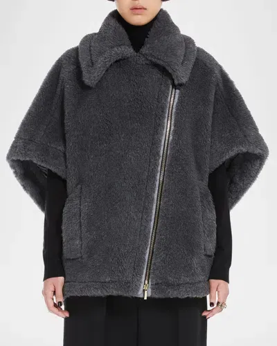 Max Mara New Manto Virgin Wool-blend Cape In Grey