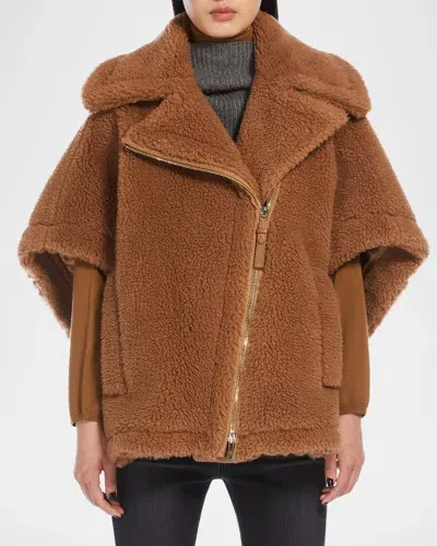 Max Mara New Manto Wool-blend Cape In Camel