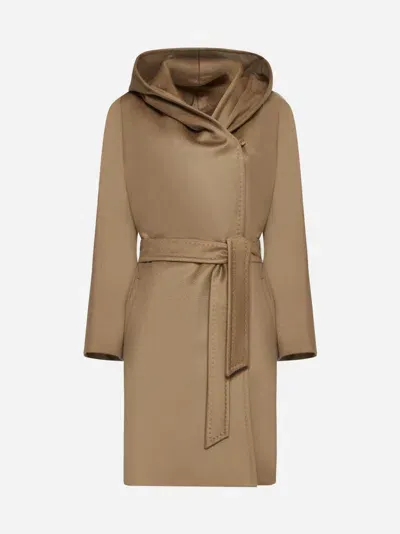 Max Mara Newmang Hooded Wool Coat In Camel