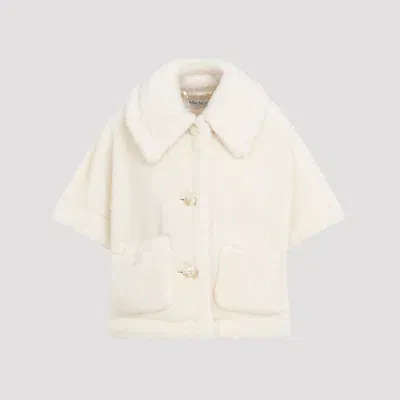 Max Mara Newterzo1 Teddy Cape In Bianco