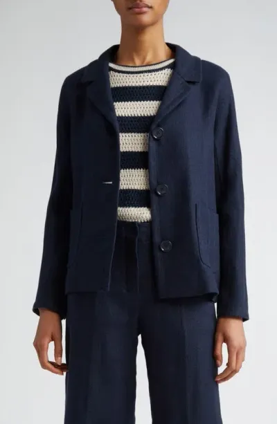 Max Mara Ninfa Single-breasted Woven Jacket In Navy