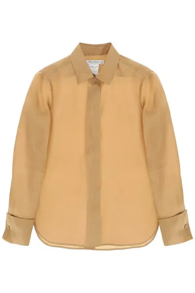 Max Mara Nola Silk Organza Shirt In Italian In Beige