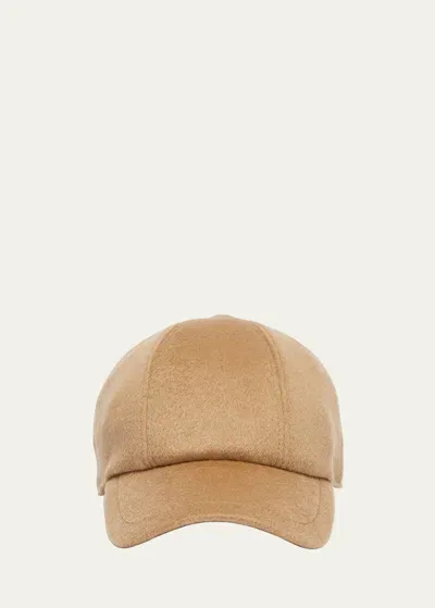 Max Mara Obliqua Cashmere Baseball Cap In Cammello