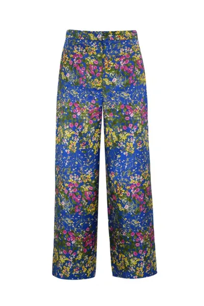 Max Mara Operoso Fluid Silk Trousers In Bluette