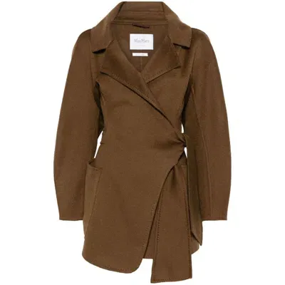 Max Mara Wool Wrapped Jacket In Brown