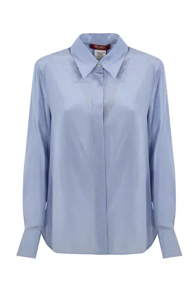 Max Mara Pagine Shirt In Crepe De Chine In Bluette