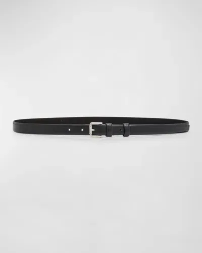 Max Mara Patent Leather Skinny Belt In Black