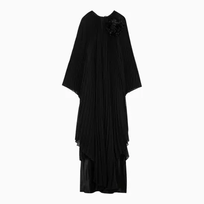 Max Mara Pianoforte Pleated Chiffon Kaftan Dress In Black