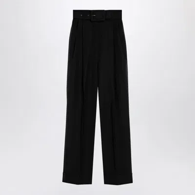 Max Mara Pianoforte Grain De Poudre Trousers In Black