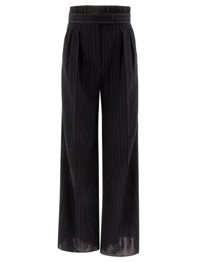 Max Mara "piroghe" Pinstriped Trousers In Blue