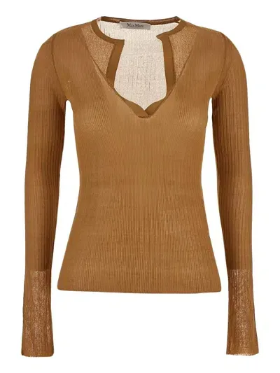 Max Mara Pleated Top In Beige