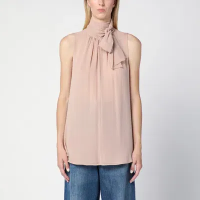 Max Mara Powdery Silk Georgette Blouse In Light Blue