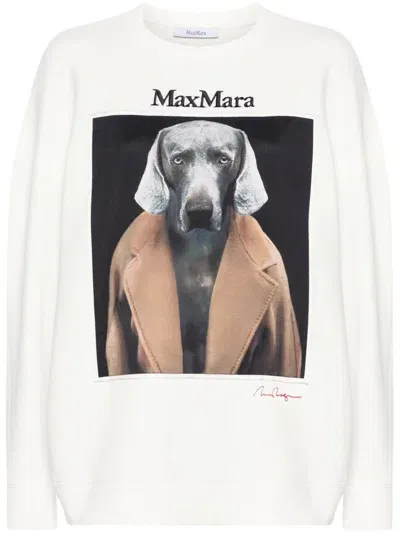 Max Mara Printed Cotton Sweatshirt In White