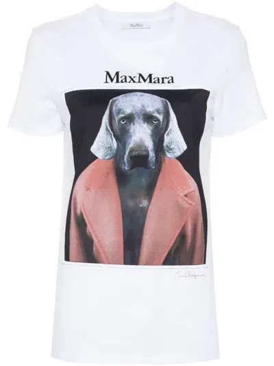 Max Mara Printed Cotton T Shirt In Pink