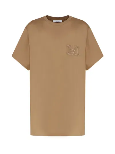 Max Mara Pure Cotton T-shirt In Brown