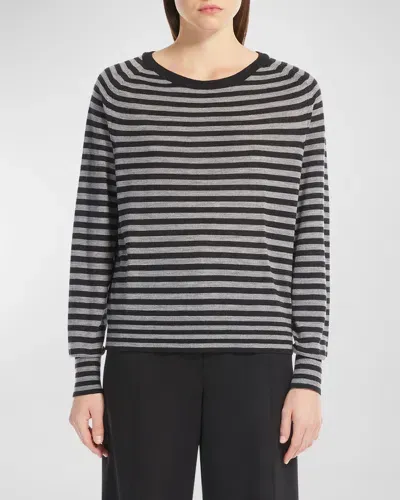 Max Mara Quarry Striped Raglan-sleeve Sweater In Grigio