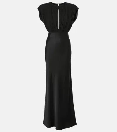 Max Mara Randers Silk Satin Crêpe Maxi Dress In Black  