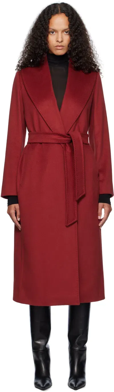 Max Mara Red Loriana Coat In 018 Bordeaux