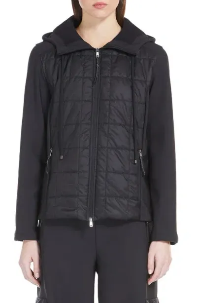 Max Mara Reed Mixed Media Puffer Jacket In Black