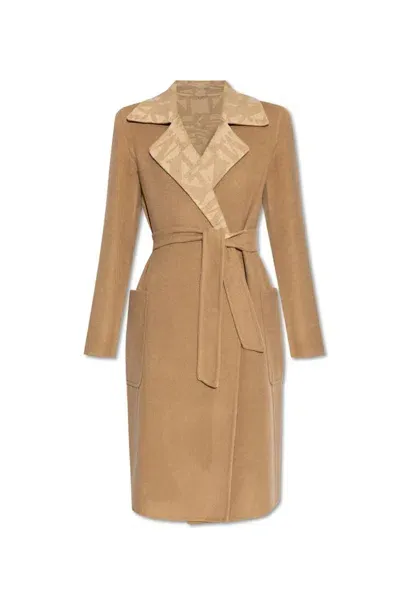 Max Mara Reversible Belted Coat In Beige