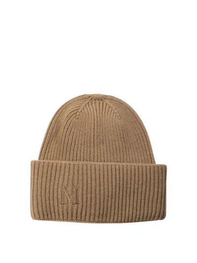 Max Mara Ribbed Cashmere Beanie In Brown