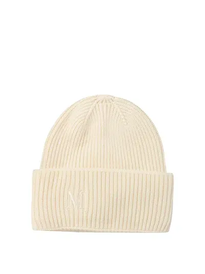 Max Mara Ribbed Cashmere Beanie Hats In Gold