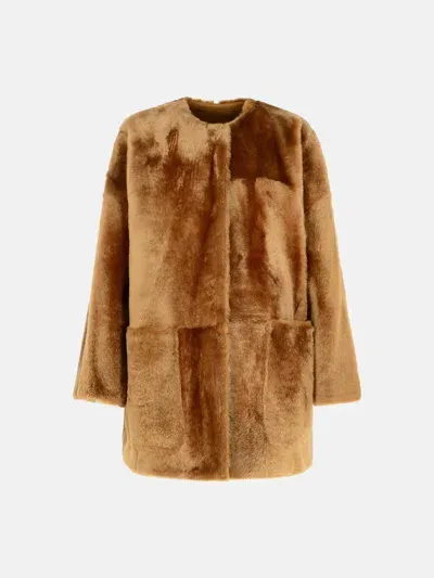 Max Mara 'santos' Reversible Brown Shearling Sheepskin