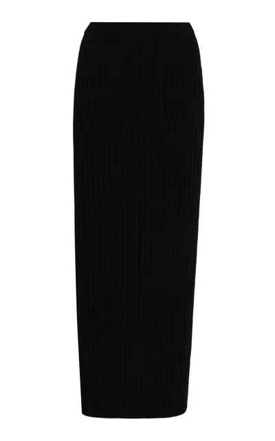 Max Mara Seta Wool-cashmere Knit Skirt In Blue